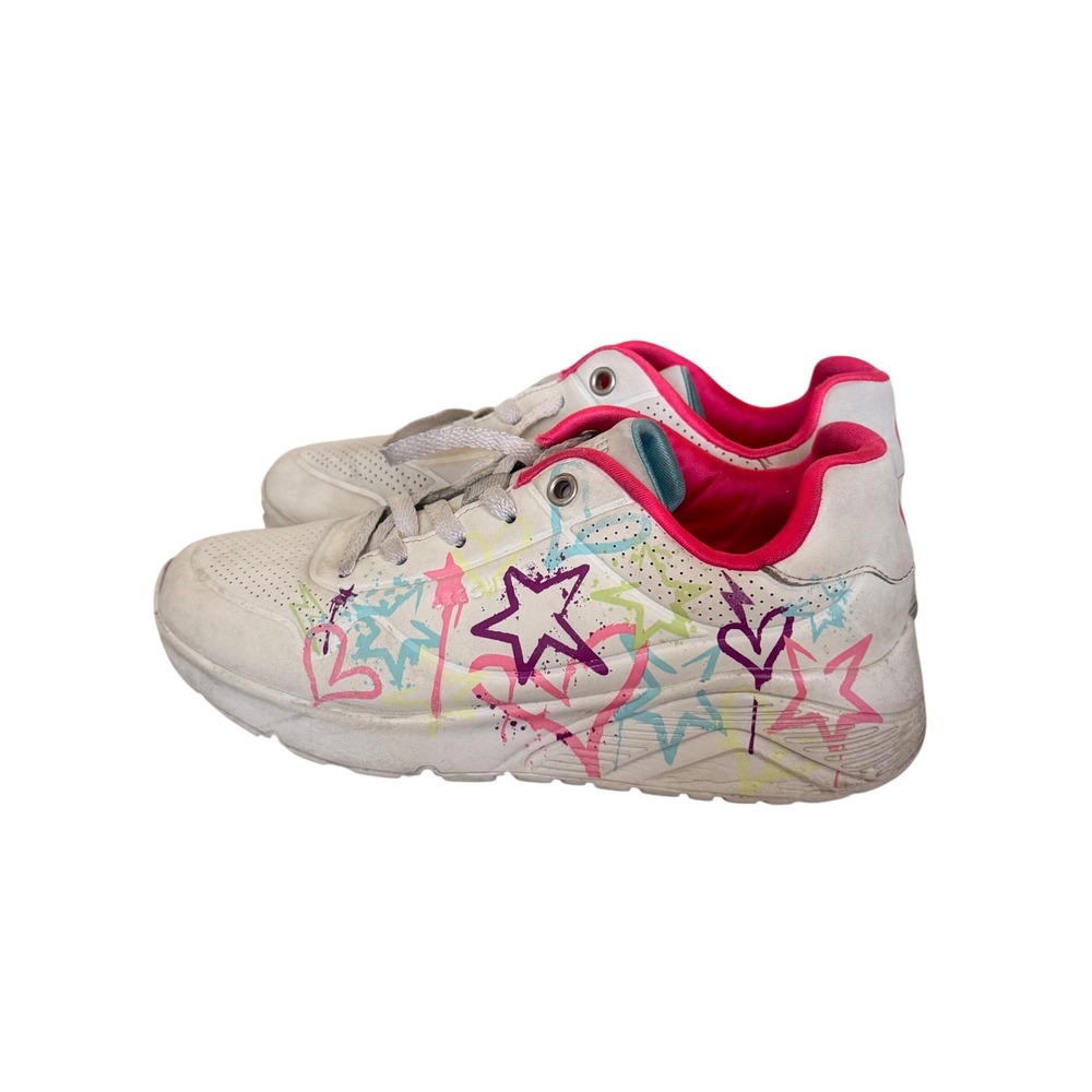 Skechers Girls Uno Lite Love Brights Graffiti Heart Star Sneakers girls sz 1